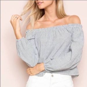 Brandy Melville 100% cotton striped off the shoulder top - small